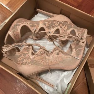 ASOS Perception Lace Up Heels (Nude)